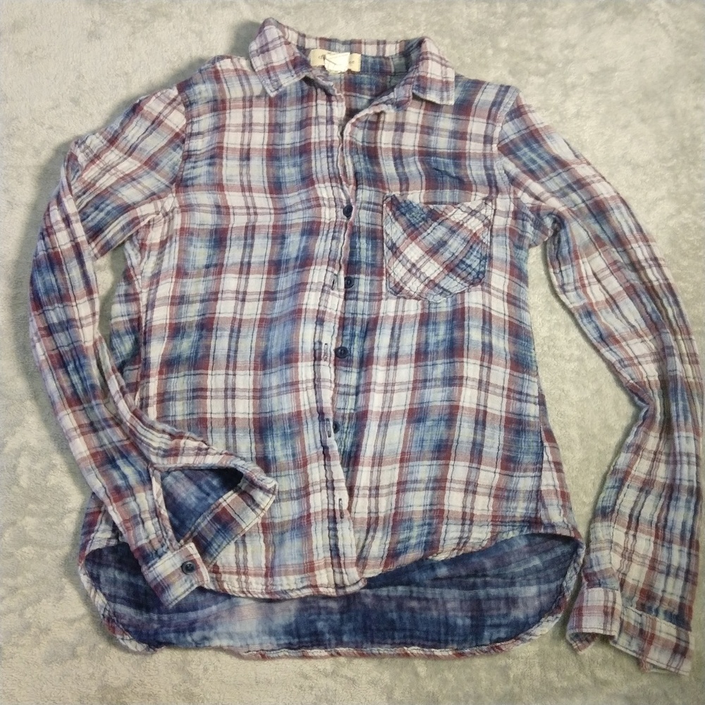 Anthropologie Plaid Lined Button Down